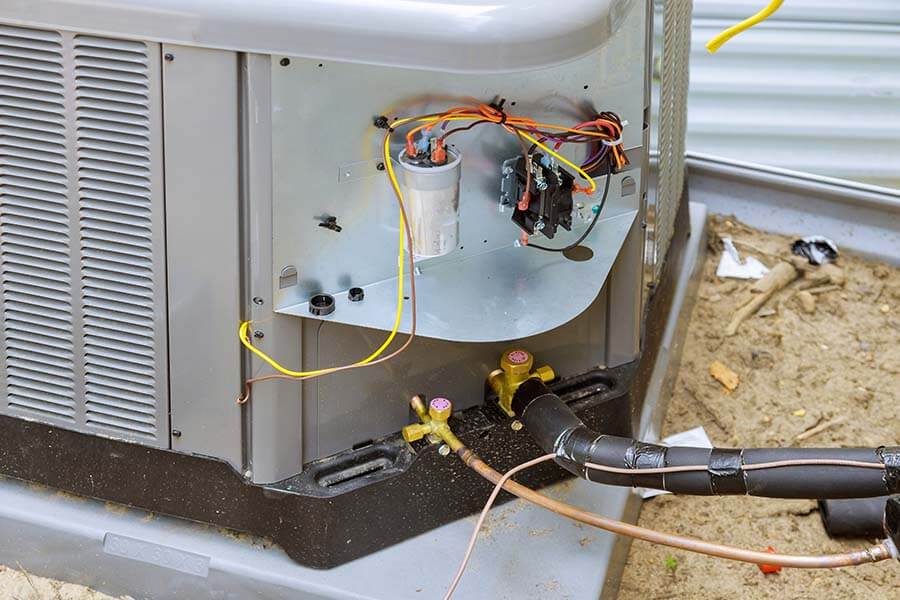 AC repair with exposed wiring